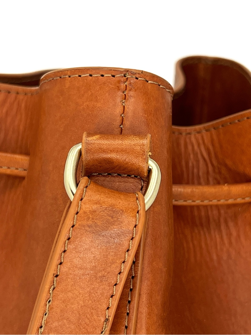 Sezane Farrow Bag Natural (Brown) Heritage Leather Bucket Shape Handbag - Picture 11 of 15
